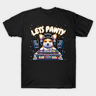 Lets pawty dj corgi T-Shirt